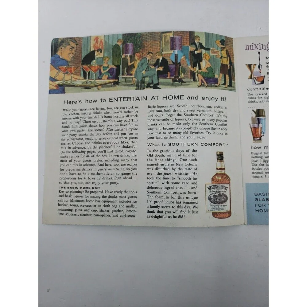 Southern Comfort Make 44 Favorite Party Drinks Booklet Magazine Insert 1960s VTG